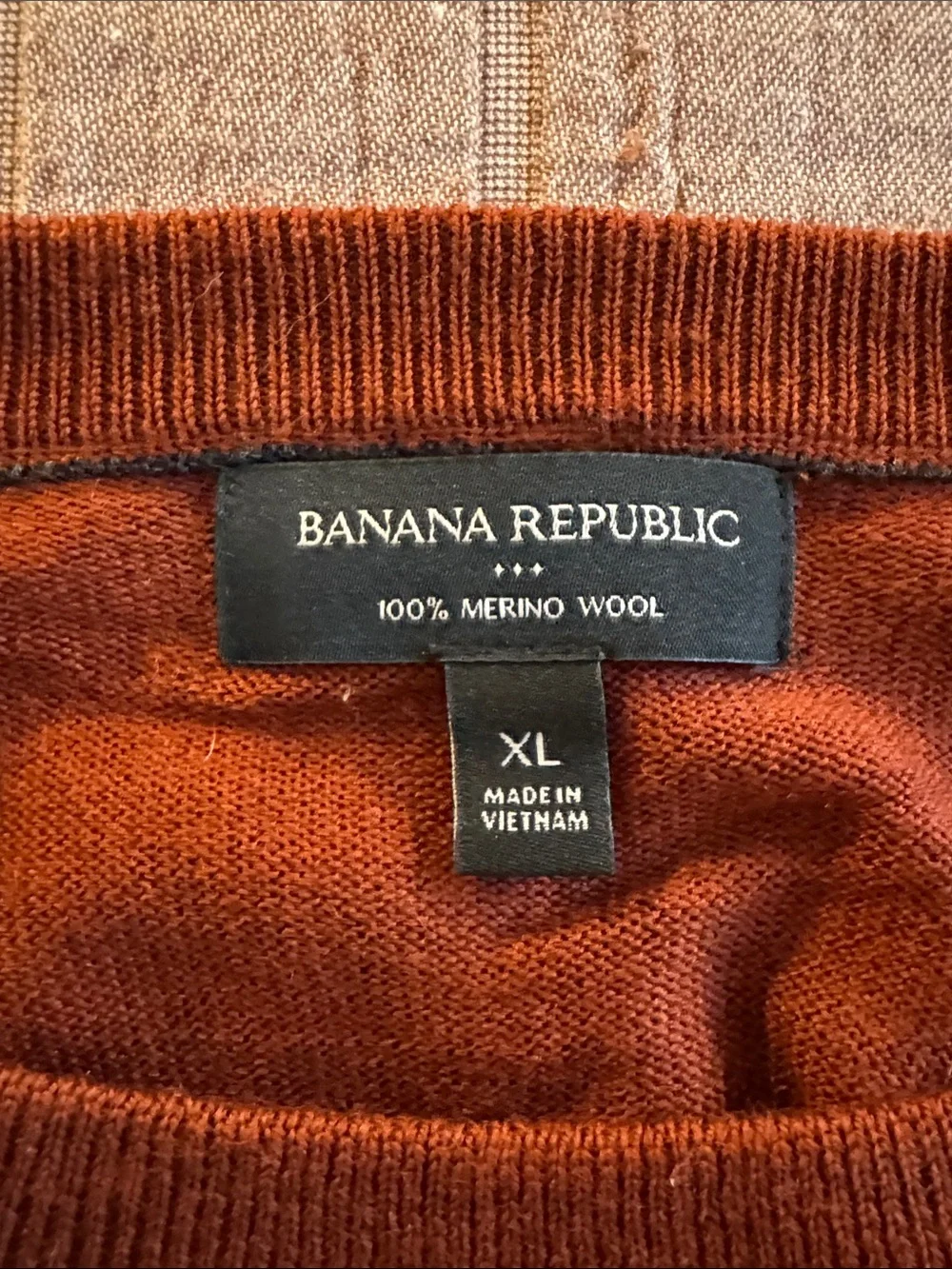 Banana Republic Men's XL 100% Merino Wool Burnt Orange Crewneck Sweater
